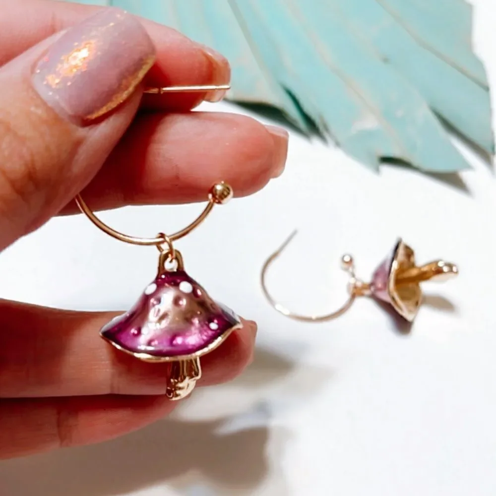 mushroom hoop earrings  #234